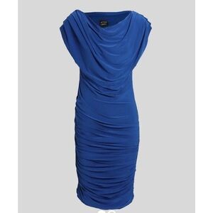 ATOM LABEL Off Shoulder Blue Ruched Bodycon Dress
